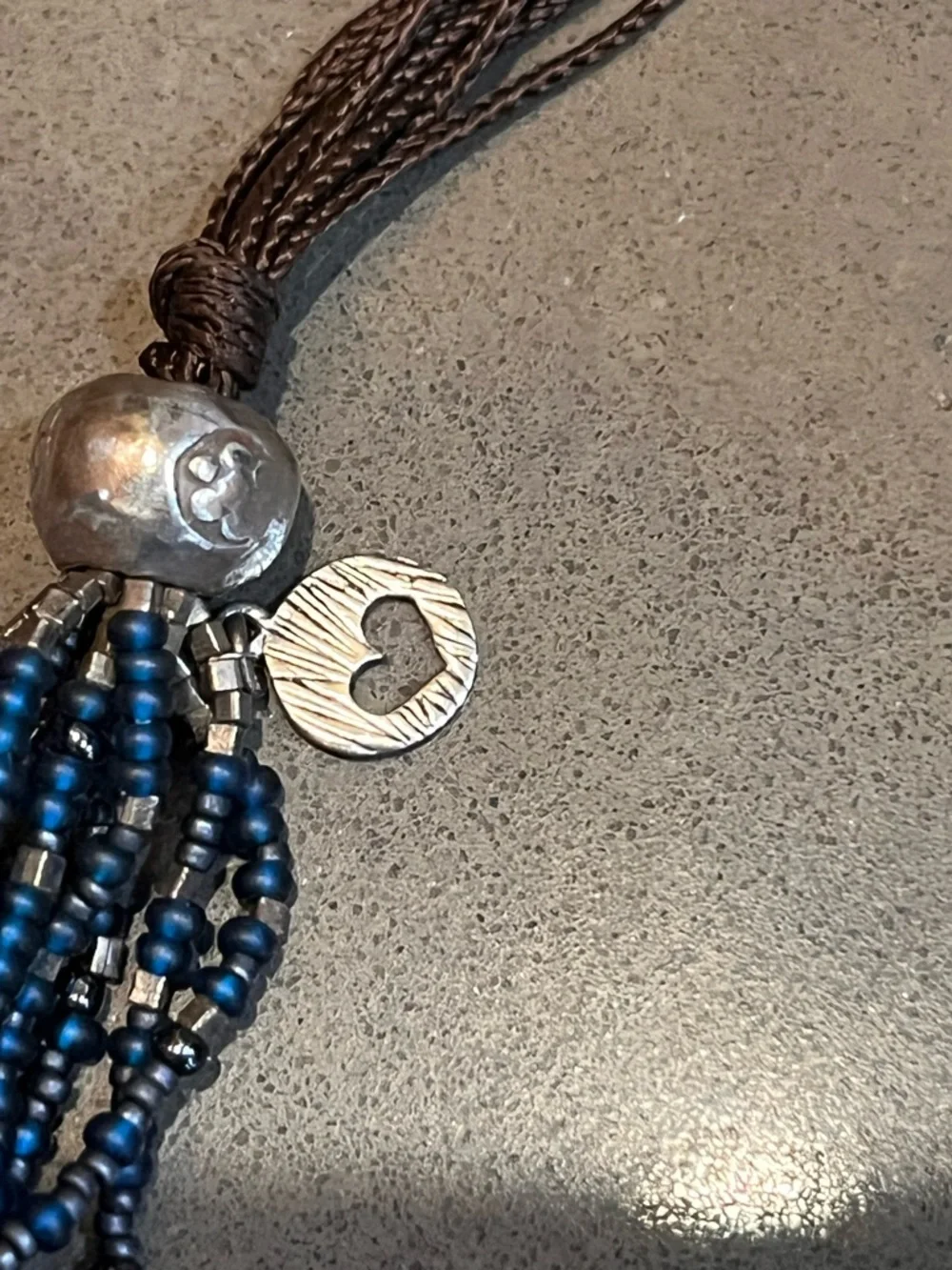Peyote Bird 925 Sterling Silver Multi-Strand Blue Seed Bead Toggle Necklace 21